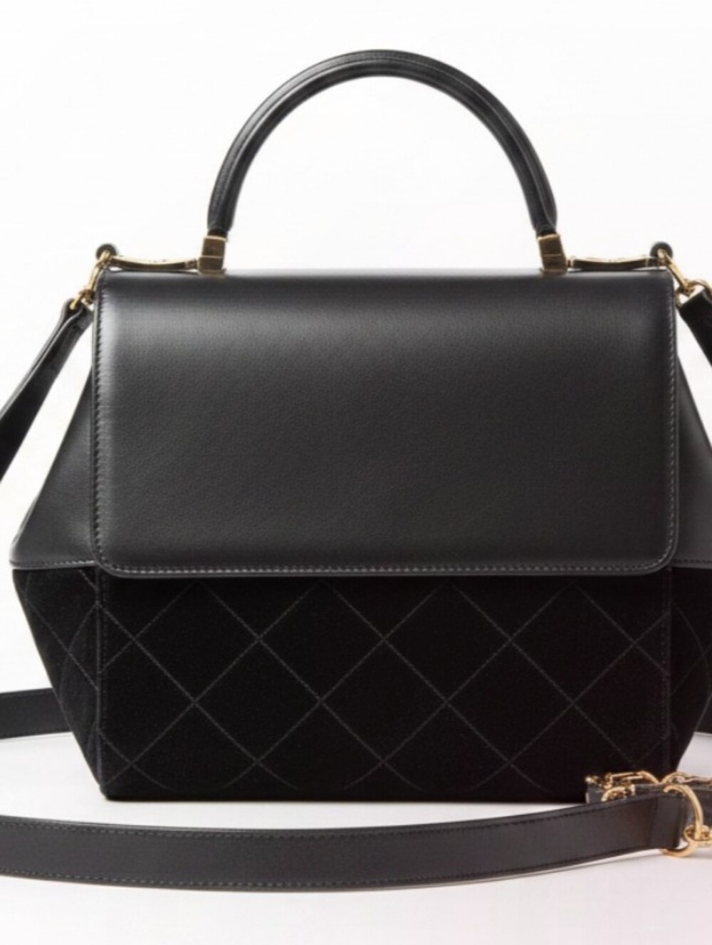 Salvatore Ferragamo Vintage Black Leather Suede Quilted Shoulder Bag Crossbody